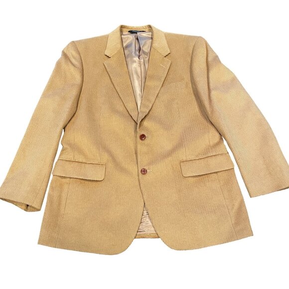 Jos A Bank Men's Sz 43R Tan Corduroy Sport Coat Blazer Wool Silk Suit Jacket - Picture 1 of 10